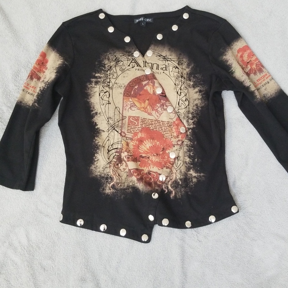 Boho Chic Cotton Faux Wrap Studded Top